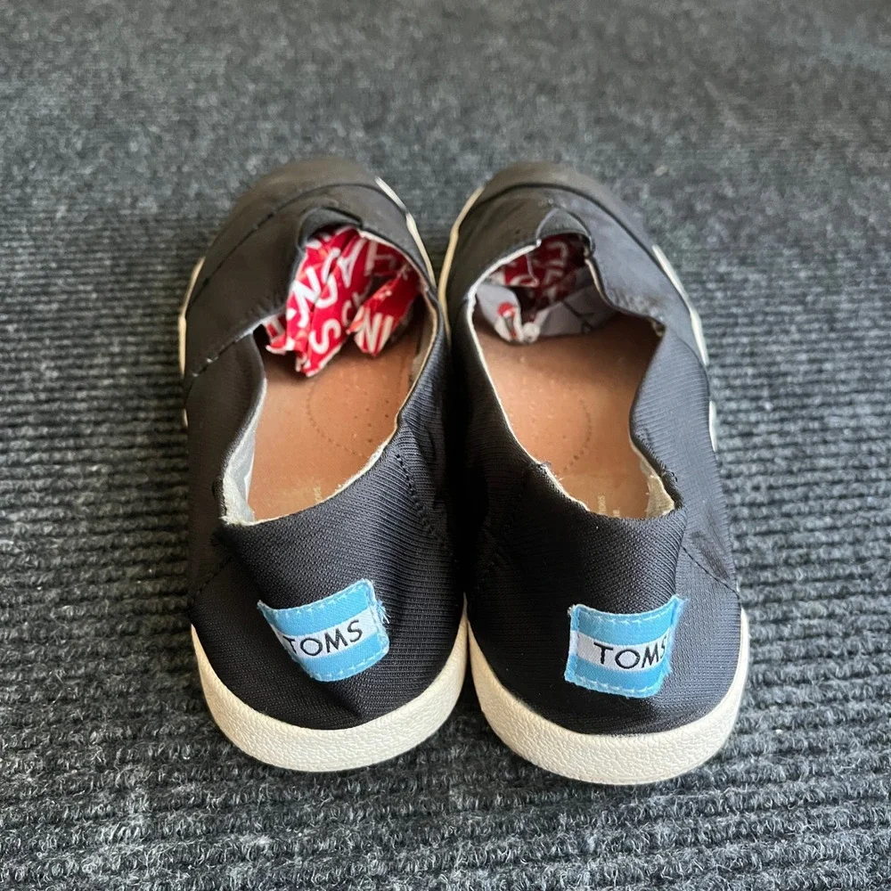 TOMS Alpargata Canvas Slip On Shoes Womens 9.5 Black Good Casual Flat Sneakers